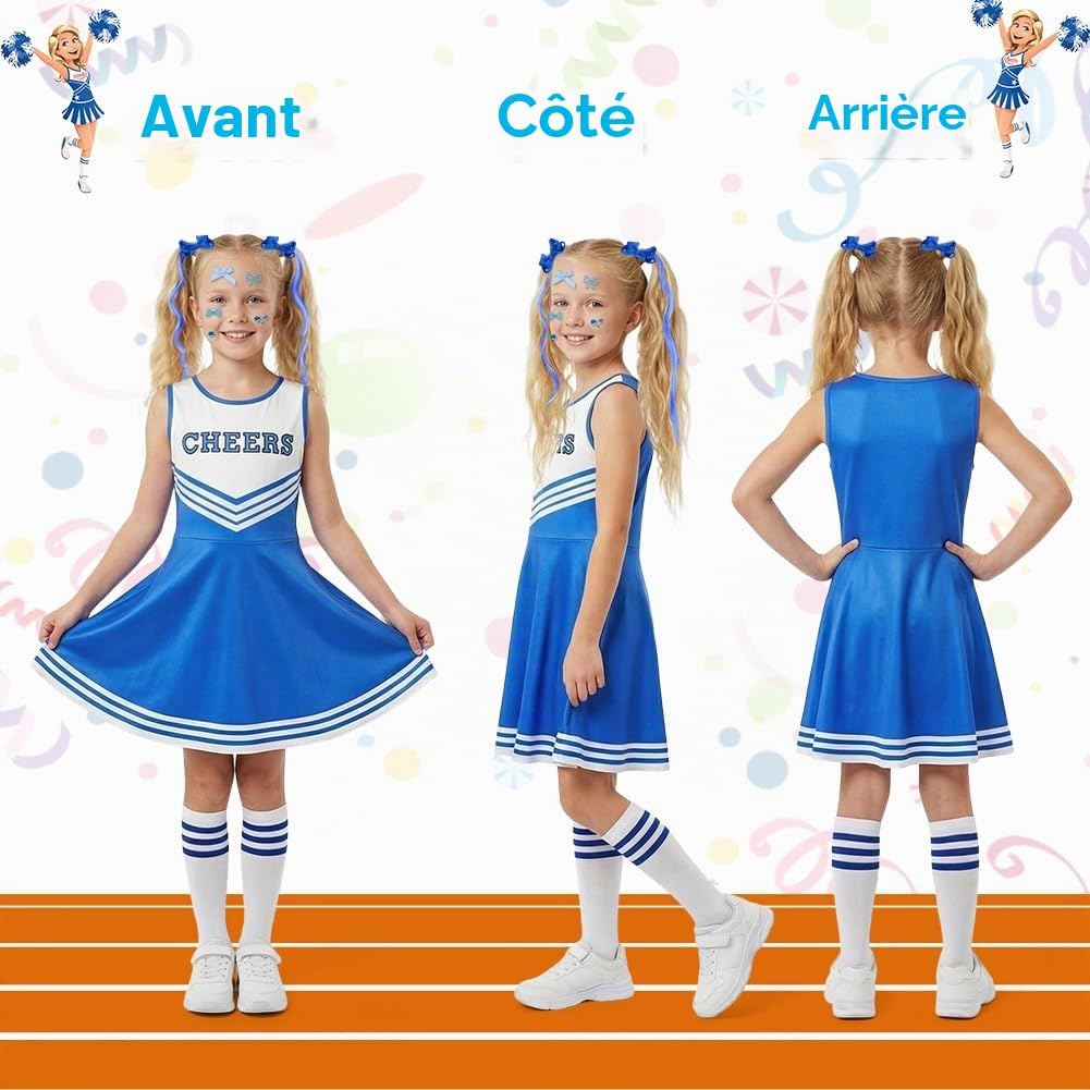 Thumbnail 4 de AYBUY cheerleaderkostuum voor meisjes, 11-delige set in rood en blauw