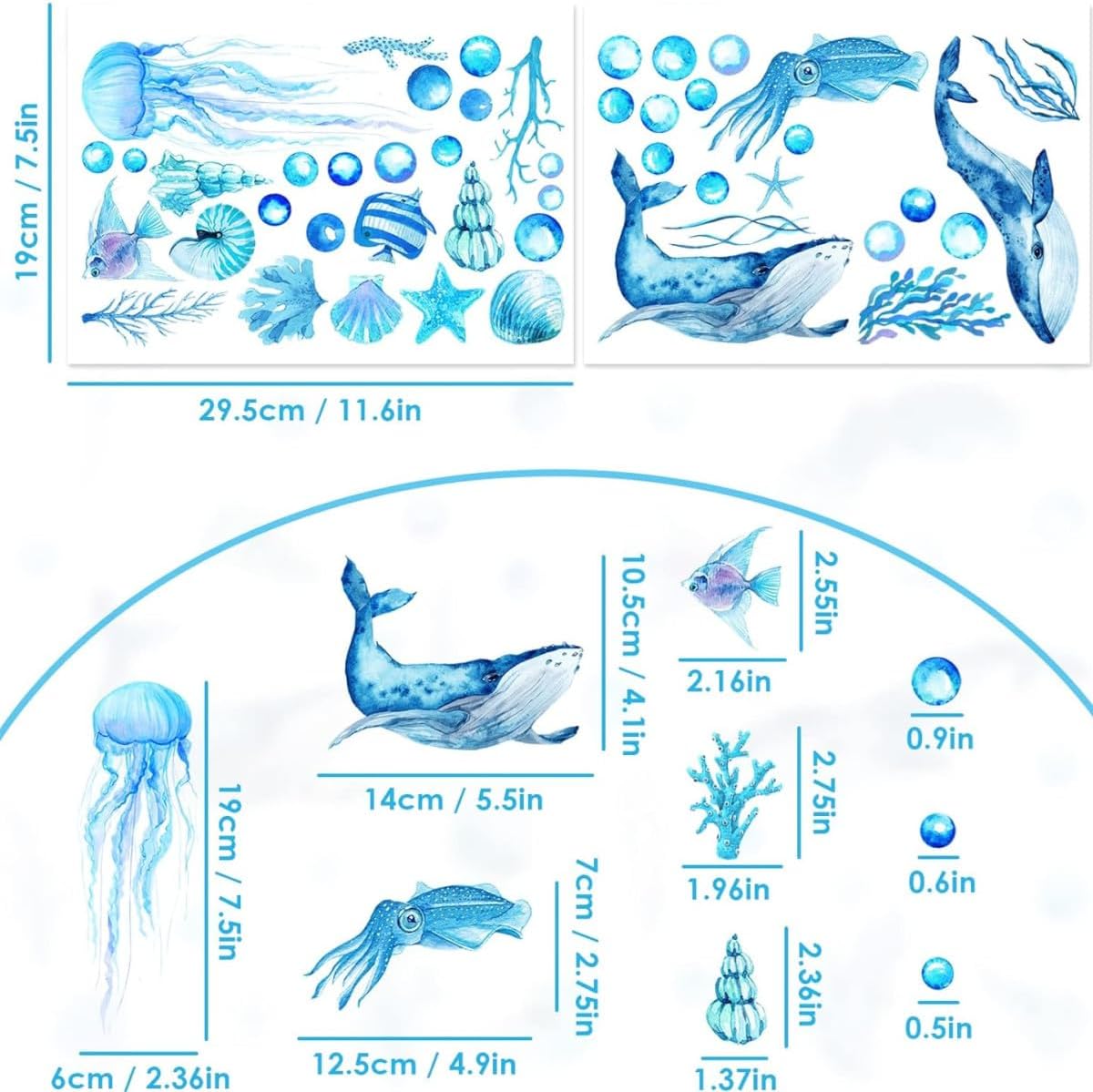Thumbnail 1 de Glow in The Dark Fish Wall Stickers: Luminous Under the Sea Ceiling Decor