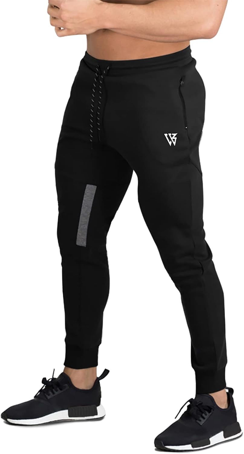 Detalle de ZENWILL Men’s Workout Sweatpants, Cotton Blend, Tapered Fit, Zip Pockets