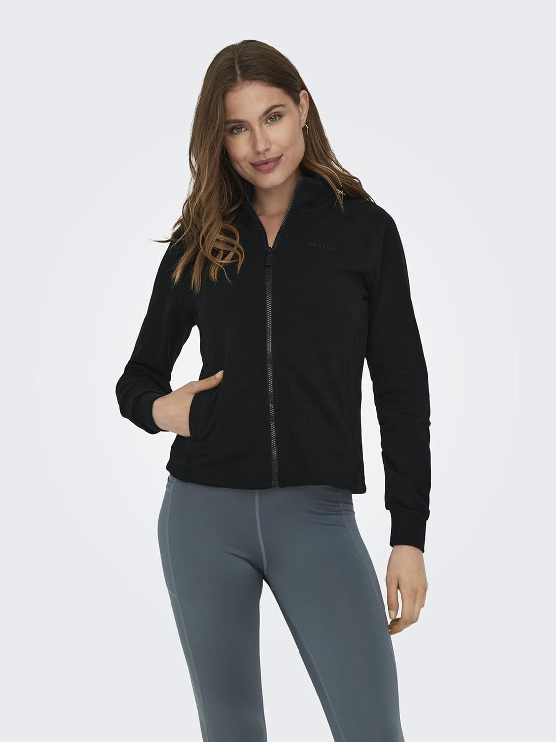 Detalle de Only Play Womens Onpmelina LS Hn Zip SWT Noos Sweatshirt Jacket, Black