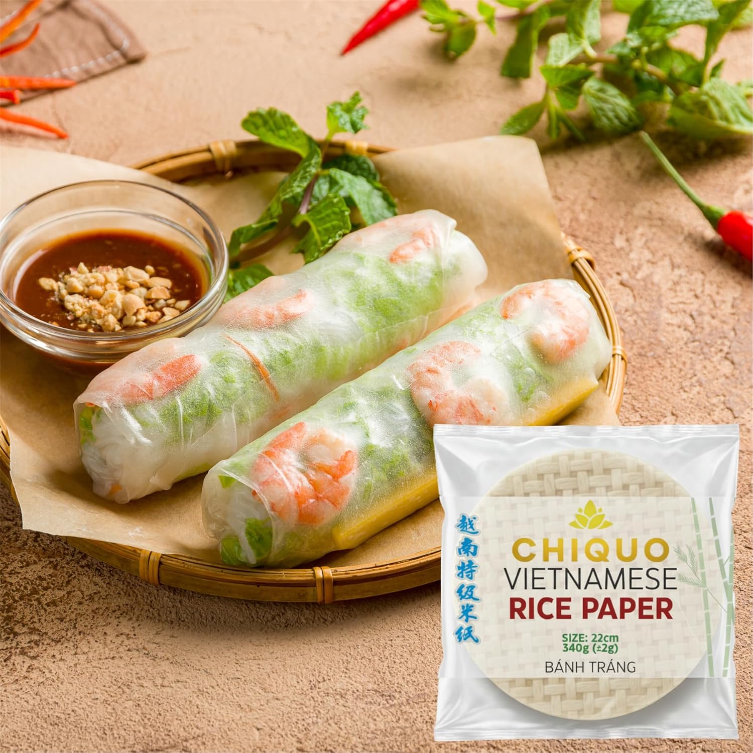 Thumbnail 3 de Chiquo Vietnamese Rice Paper 22cm 340g – Pack of 3: Authentic Wrappers for Spring & Summer Rolls