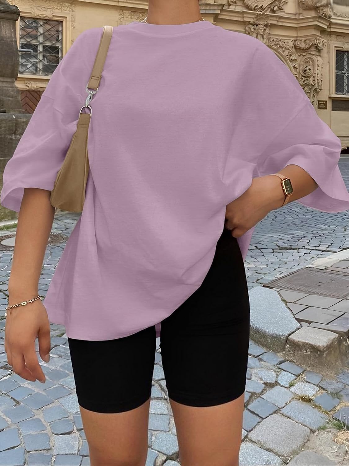 Detalle de LILLUSORY Oversized T-Shirts for Women (UK) – short sleeve tunic style casual tops