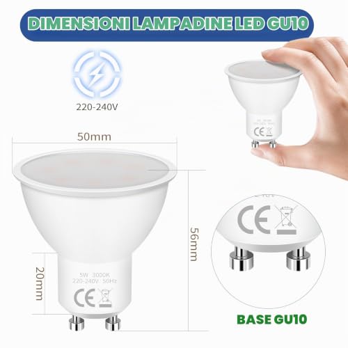 Detalle 2 de Lampadina LED GU10 5 W YIIFELL – luce bianca fredda 6000 K, 400 lm, 120°