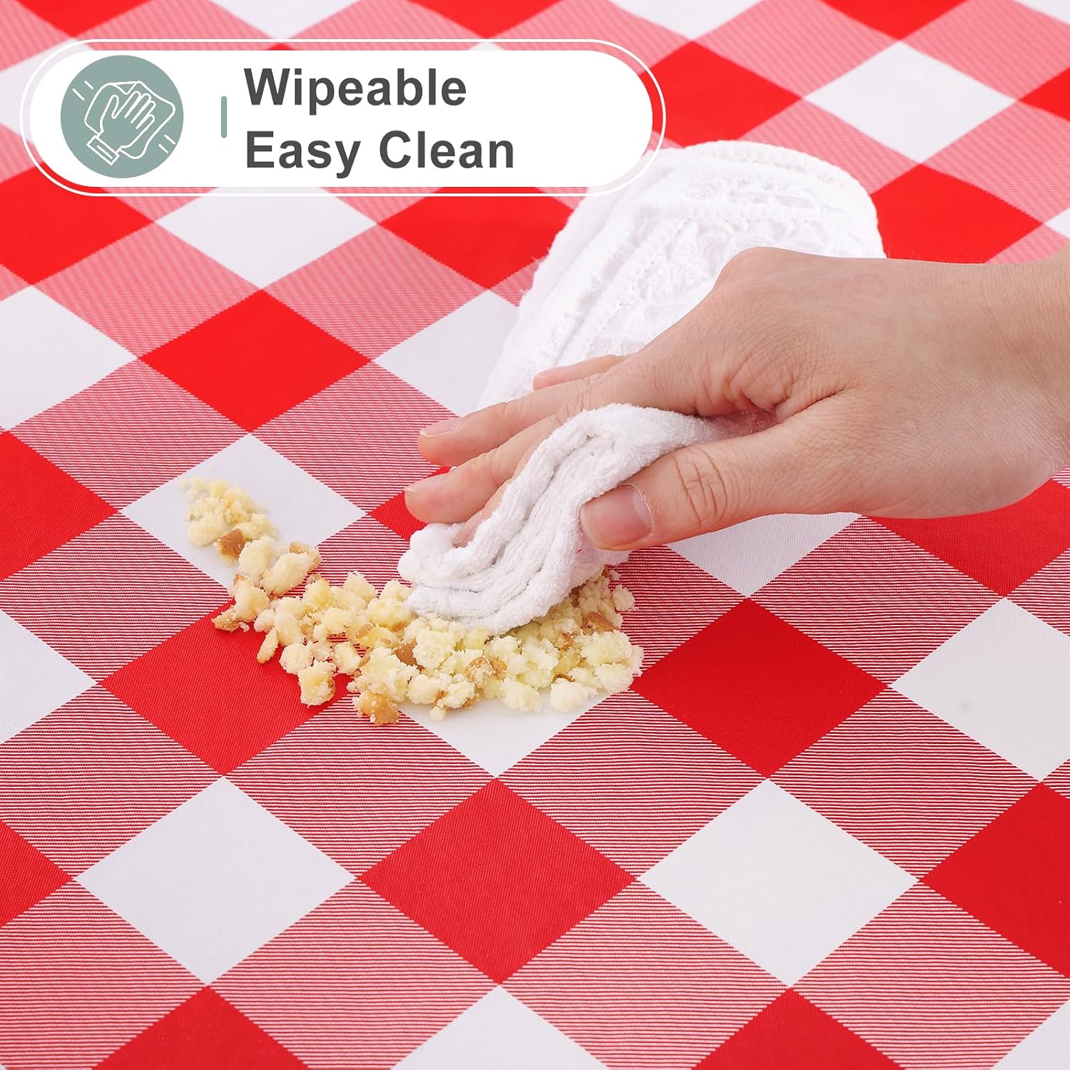Thumbnail 5 de misaya Rectangle Waterproof Vinyl Table Cloth (60" x 120") with Buffalo Flannel Backing