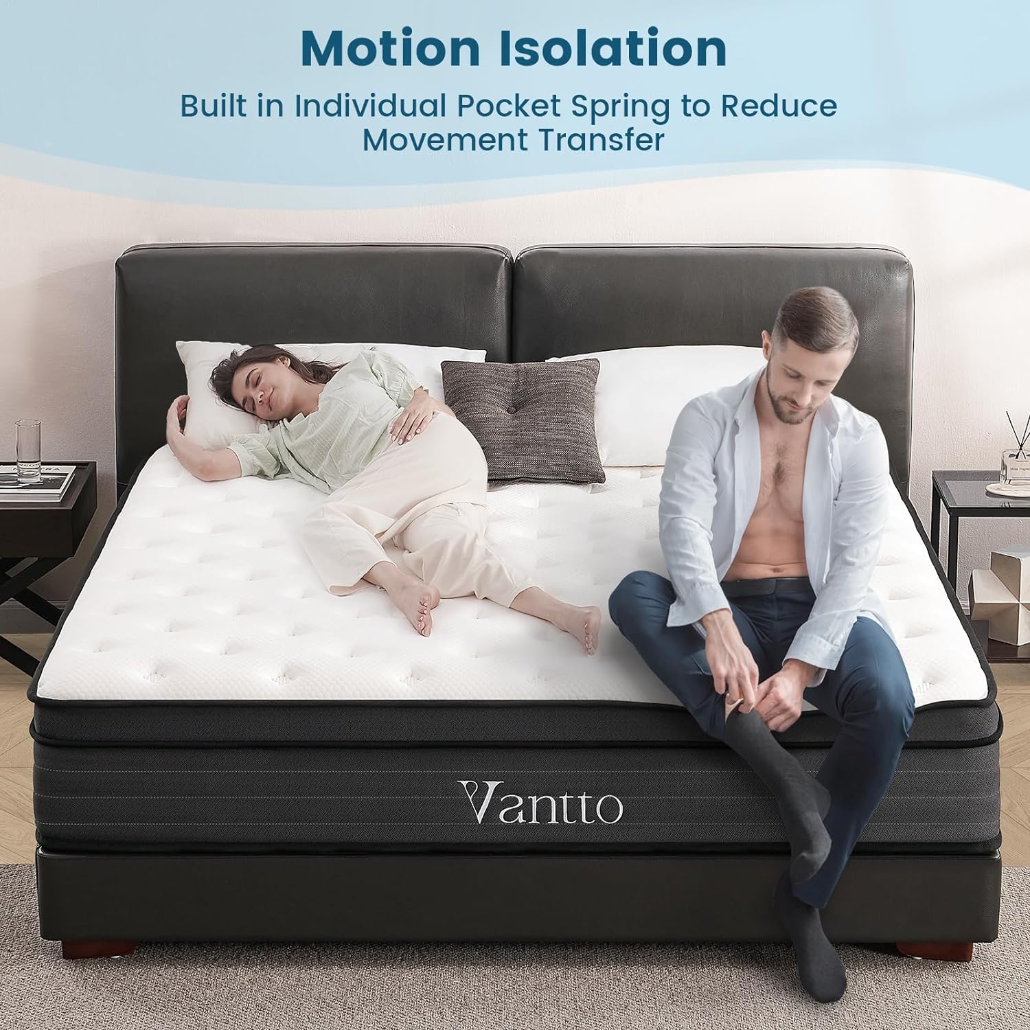 Thumbnail 4 de Vantto Double Mattress 4FT6: 10-Inch Memory Foam Hybrid with Pocket Springs