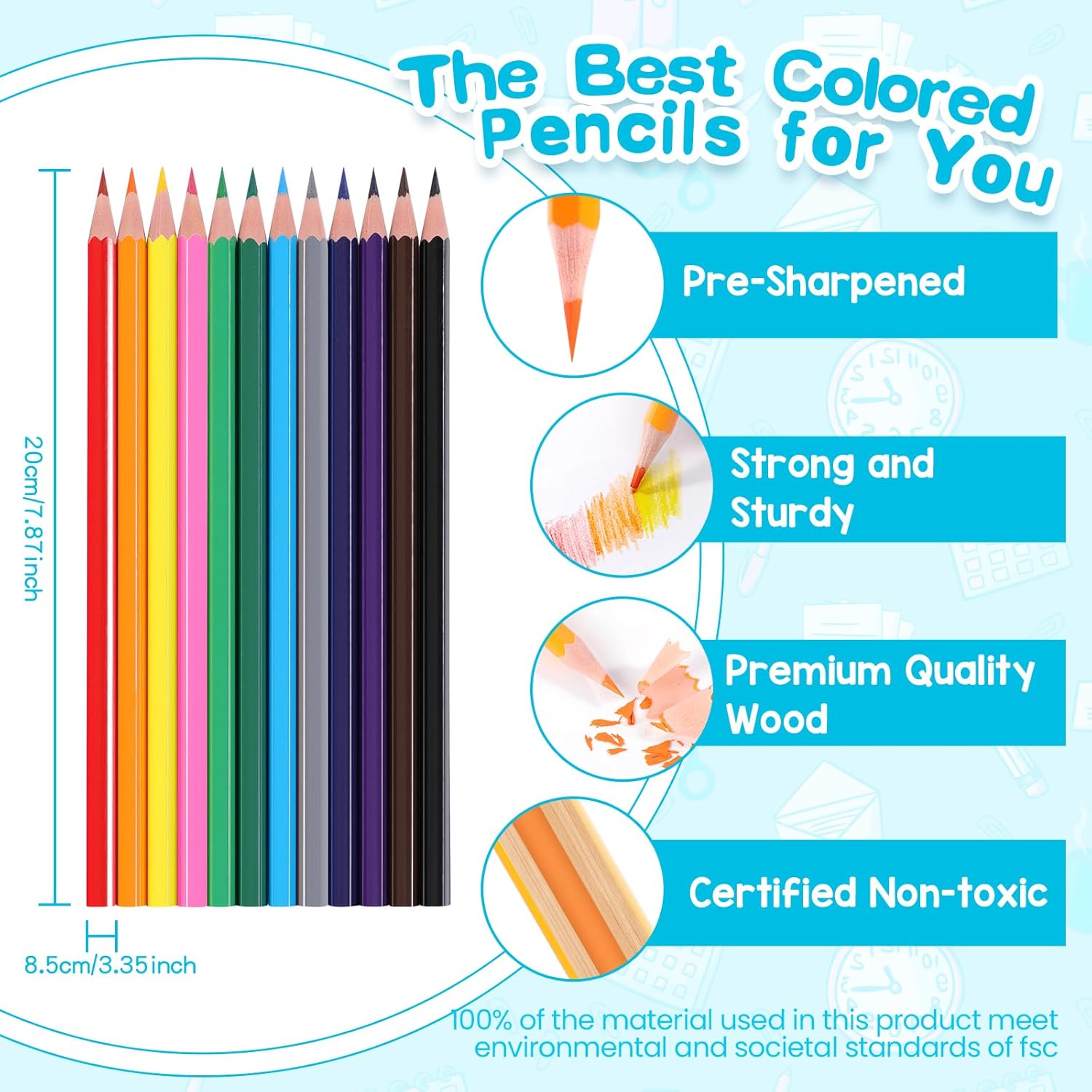 Thumbnail 3 de Toidgy 144-Count Colored Pencils for Kids (12 Packs of 12 Colors) — Pre-Sharpened Bulk School Supplies
