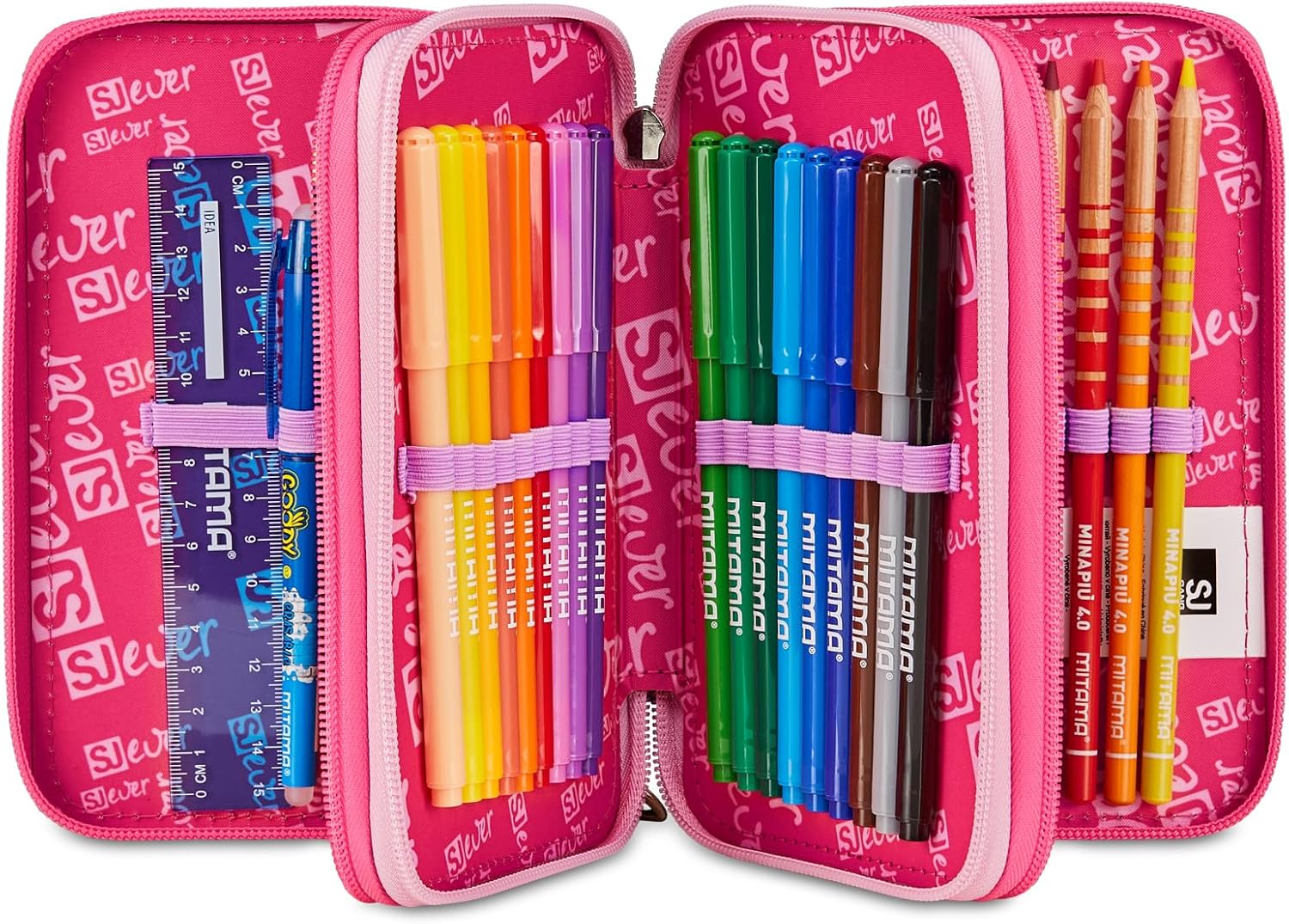 Detalle 2 de SJ GANG STYLE JAM GANG Astuccio Scuola 3 Zip Rosa