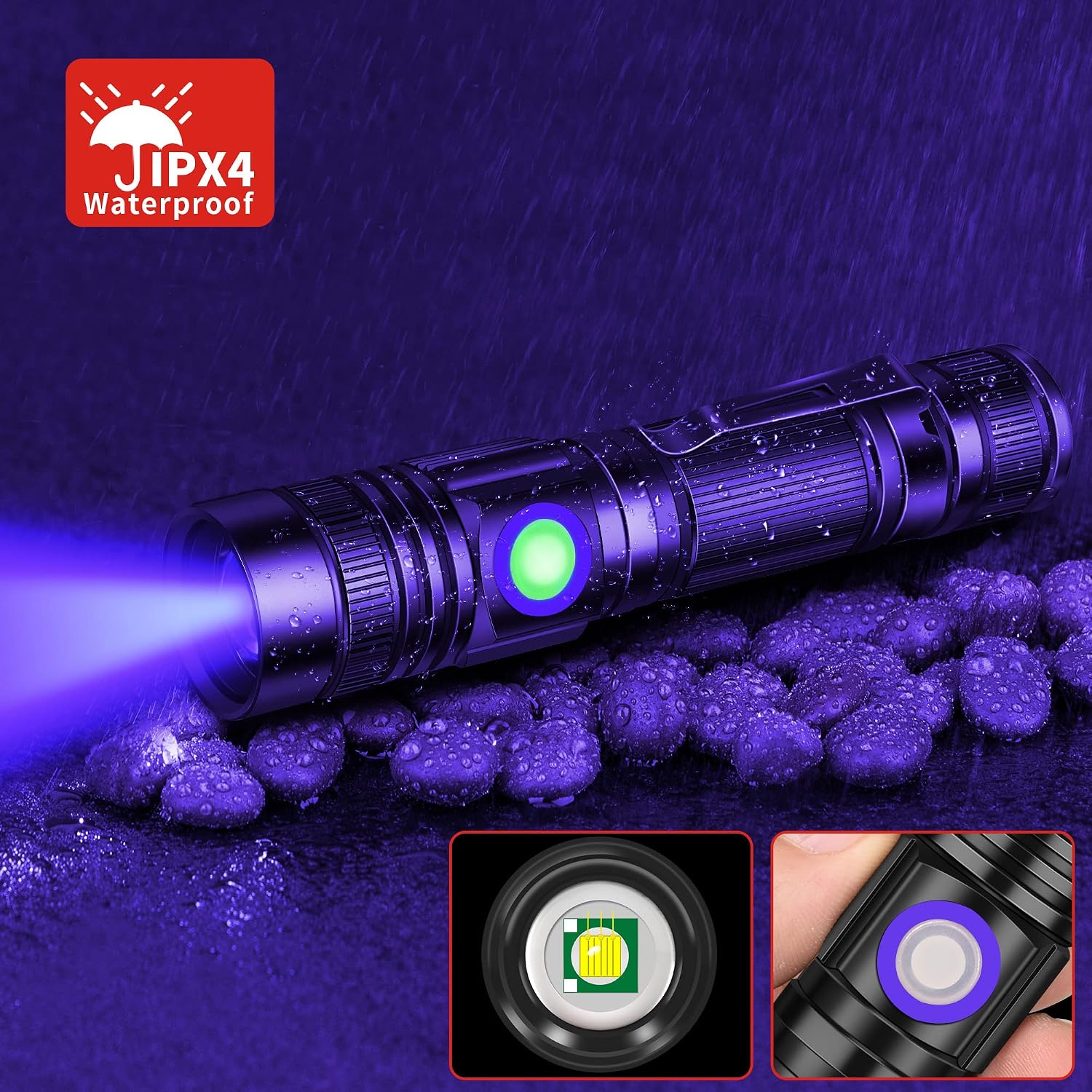 Detalle de DARKBEAM Darkbeam UV Light Torch 365nm Rechargeable UV Flashlight (Wood Lamp Black Light) – 2 Pack