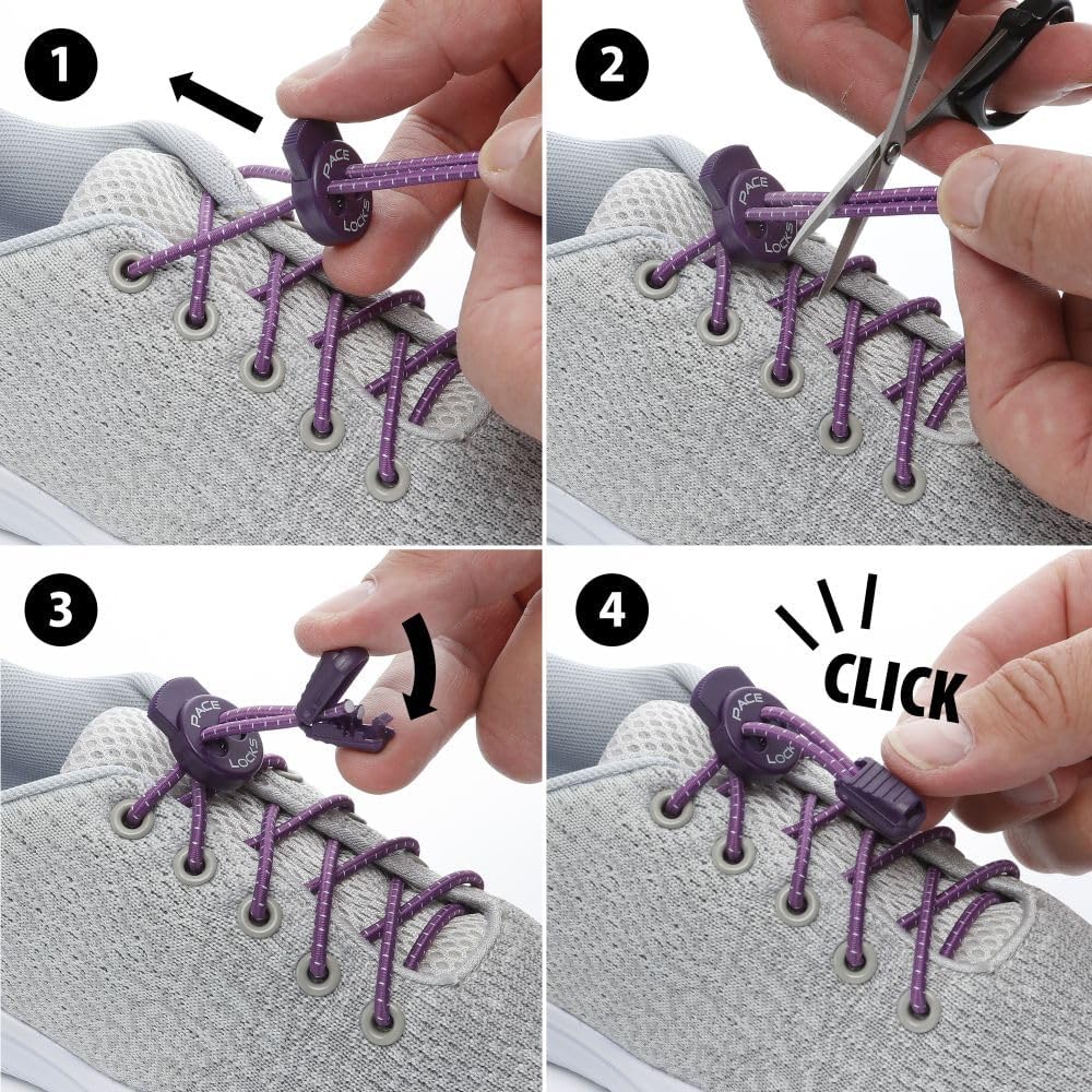 Detalle de ALPHAPACE Pace Locks Elastische Schnürsenkel – Schnellschnürsystem für Sport, Jugend und Senioren (120 cm)