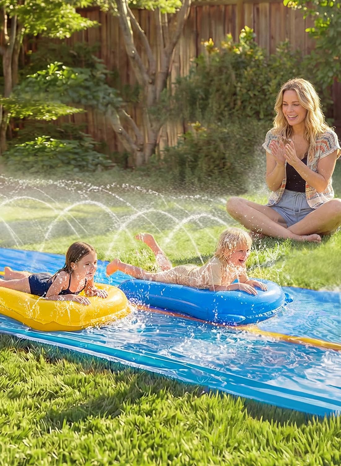 Thumbnail 6 de Sloosh Huge Water Slide (30ft x 6ft) with built-in sprinkler and 2 slip inflatable boards