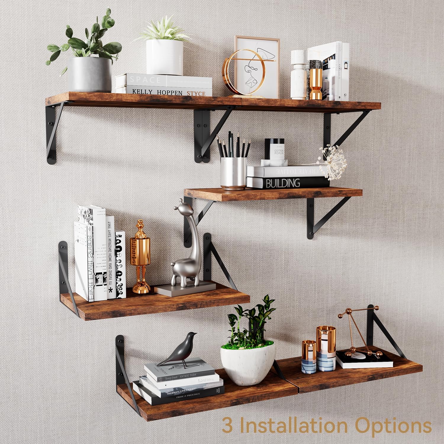 Thumbnail 4 de IBUYKE Deep Floating Shelves for Wall, 8 Inch Deep — Set of 2 (16W x 8D)