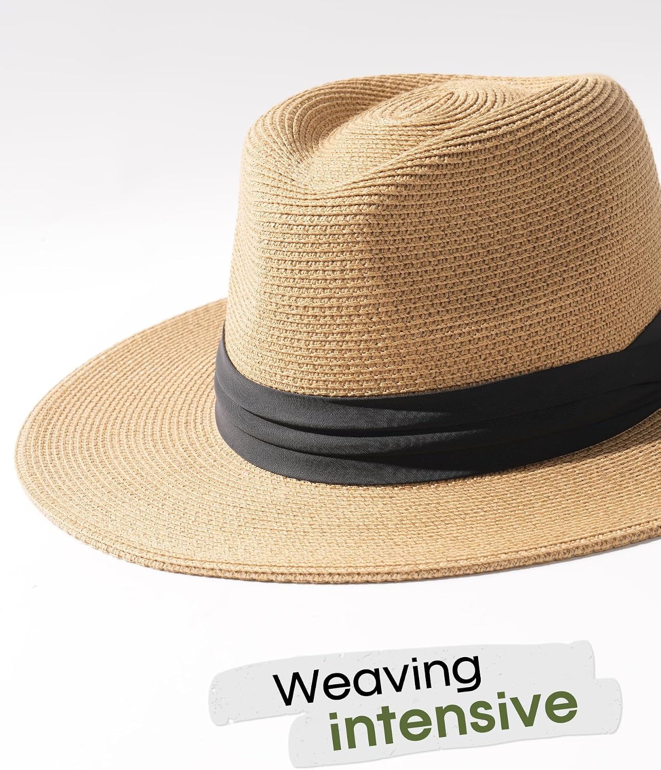 Detalle de FURTALK wide brim straw panama hat fedora for women & men (UPF straw summer sun hat)