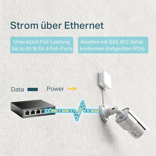 Detalle de TP-Link TL-SG1005P: 5-Port Gigabit PoE Switch mit 4 PoE+ Ports