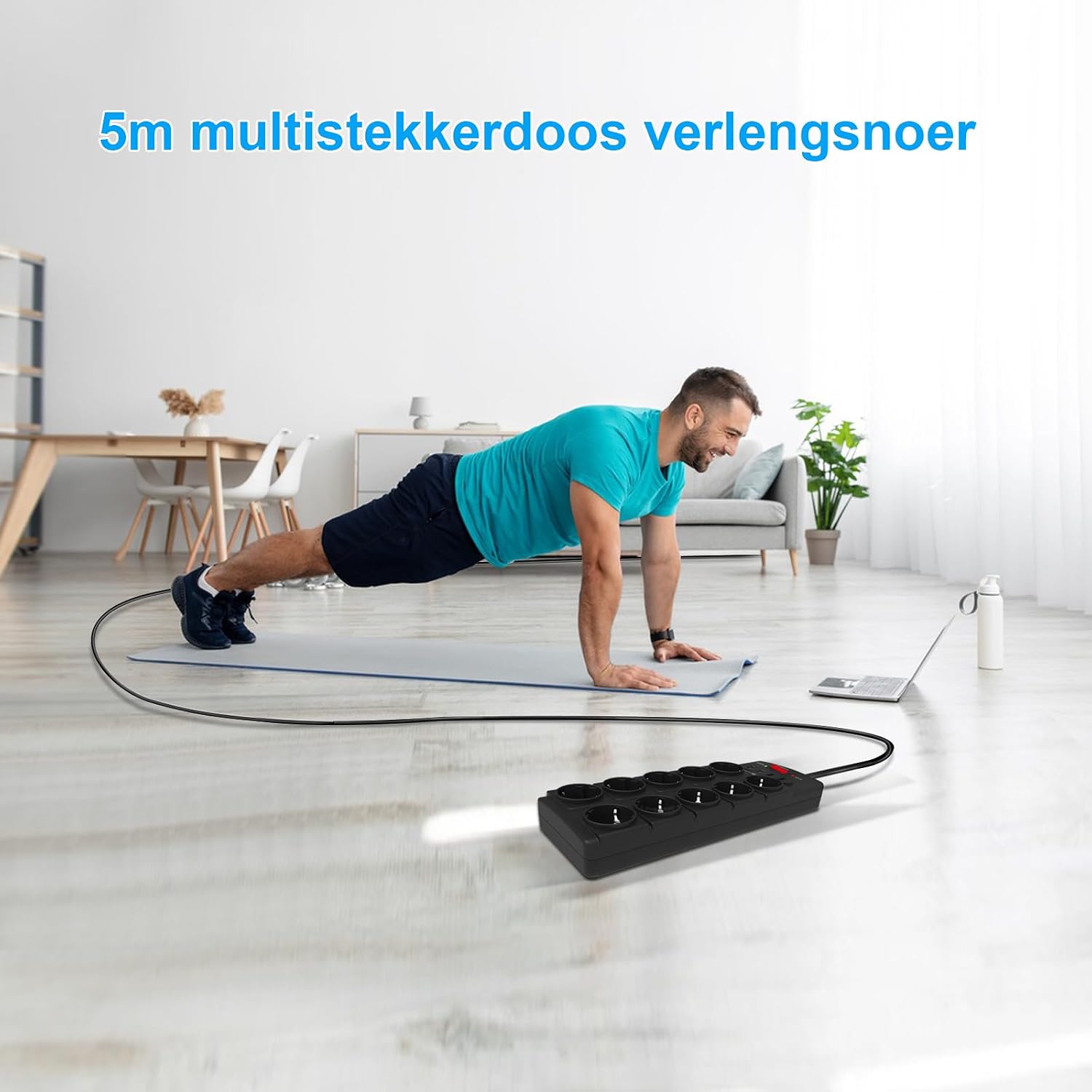 Thumbnail 6 de IECOPOWER PT1020-5M stekkerdoos met 10 stopcontacten, USB-C PD 20 W en 5 m kabel