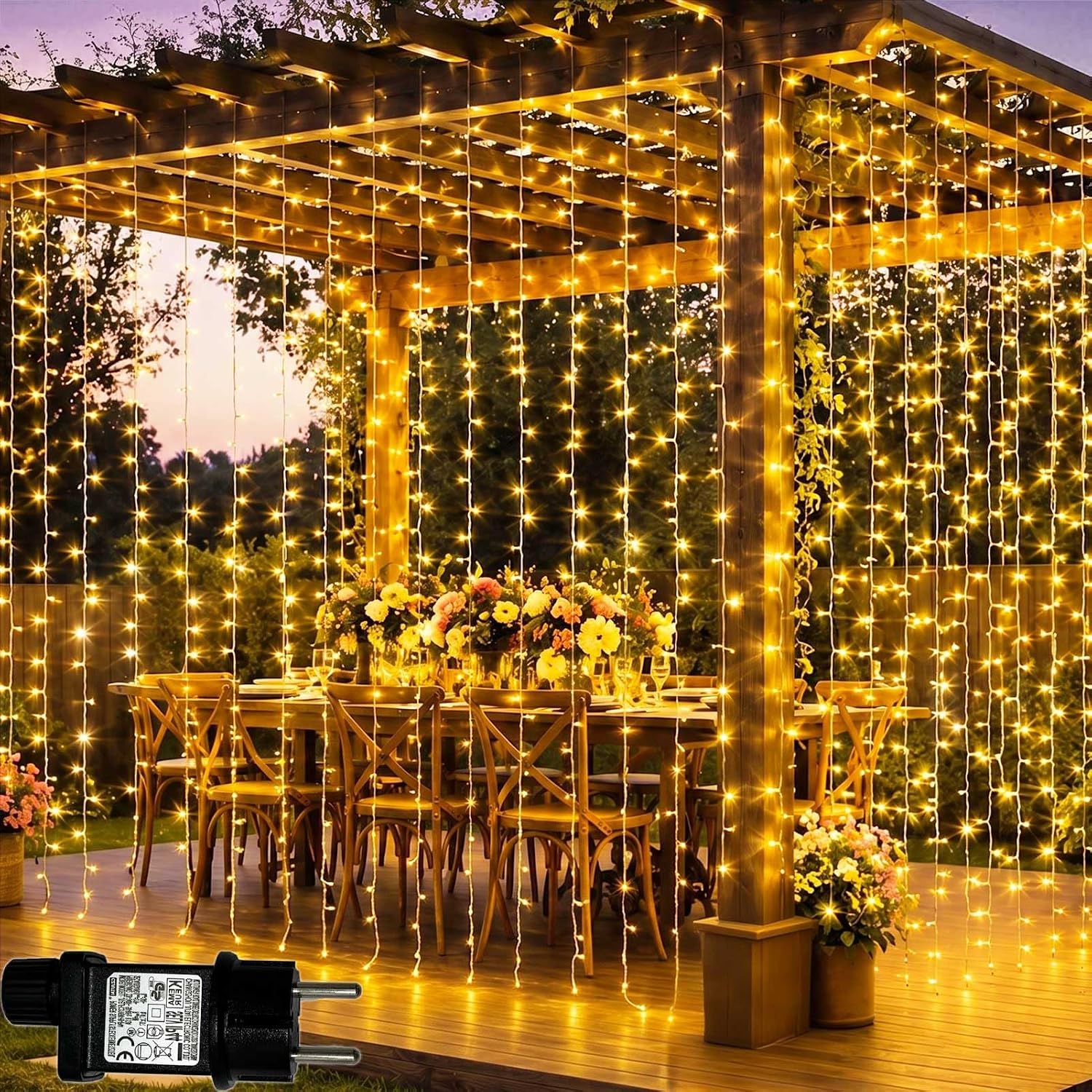 Detalle de Lichtfam LF-EU300DN lichtgordijn 3 x 3 m met 300 warmwitte leds