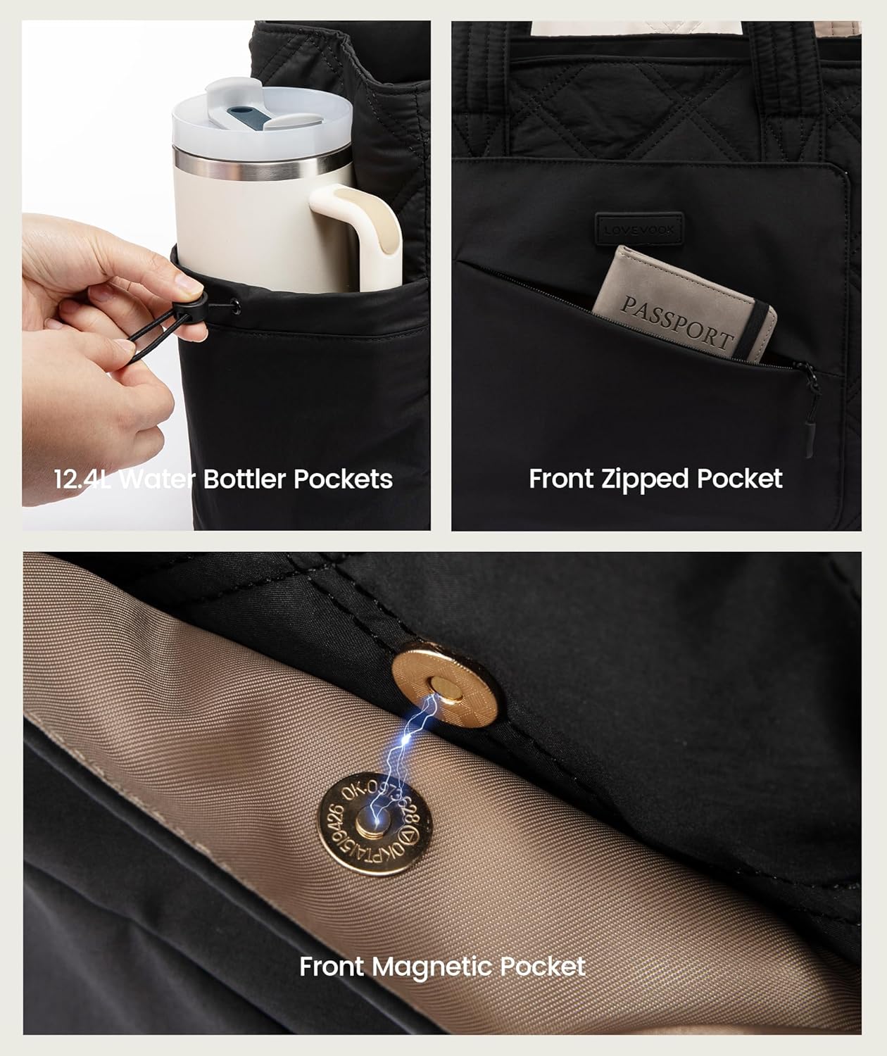Thumbnail 3 de LOVEVOOK Tote Bags for Women: Lightweight Puffer Tote for Work, School and Travel
