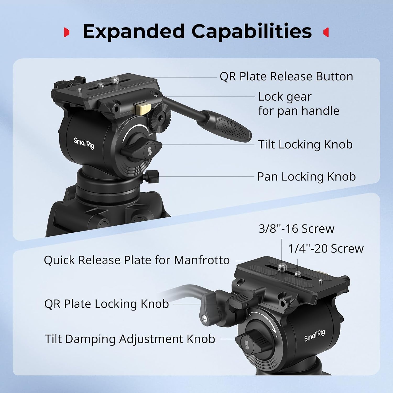 Thumbnail 6 de SMALLRIG 73''/185cm Heavy Duty Carbon Fibre Video Tripod with Fluid Head