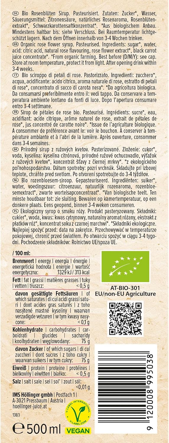 Detalle 2 de Höllinger Sciroppo di rosa bio 3x500ml