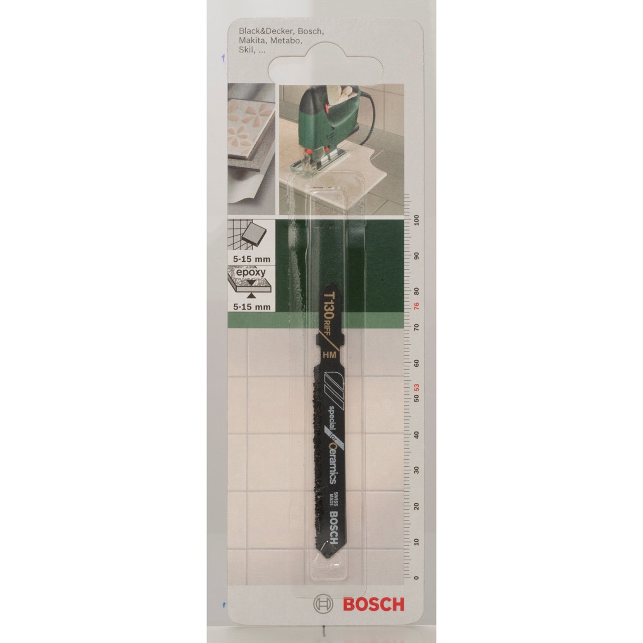 Detalle de Bosch T 130 RIFF Special for Ceramics Jigsaw Blade, 76 mm for Soft Tiles
