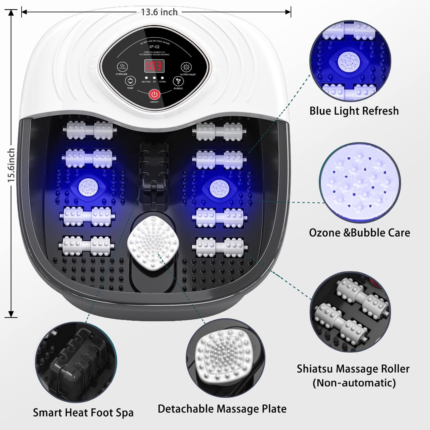 Thumbnail 5 de closewave Foot Spa Bath Massager with Heat and Bubbles 🛀
