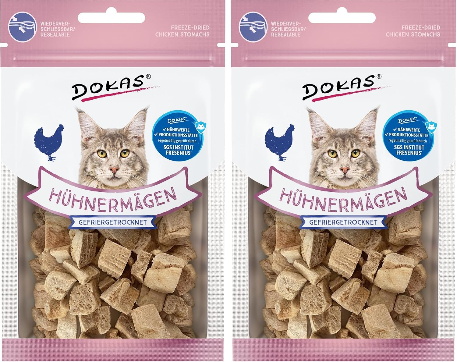 Detalle de DOKAS Gefriergetrocknete Innereien – Premium Katzenbelohnung, Hühnerherzen, getreidefrei, 6 x 15 g