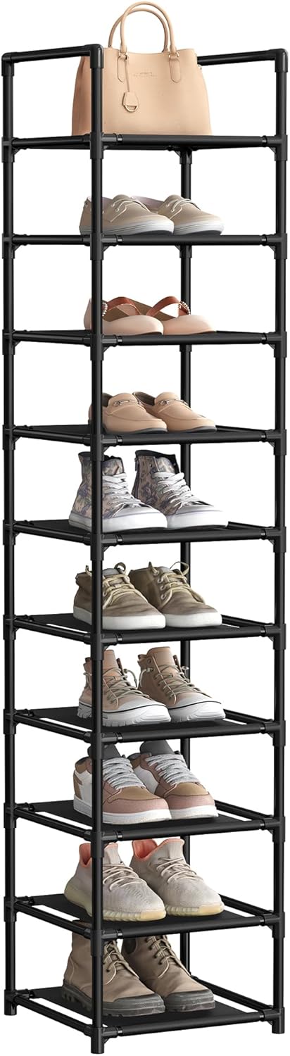 Thumbnail 6 de SONGMICS 5-Tier Shoe Rack, Space-Saving Metal Frame Shoe Storage Organiser (28 x 45 x 89 cm) in Black, LSH005B02
