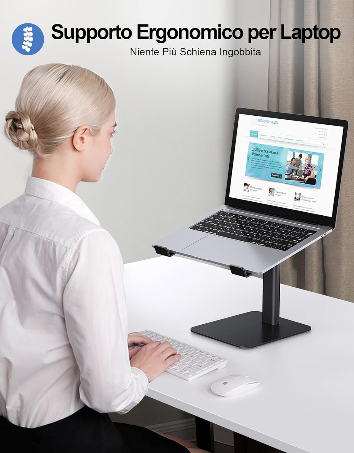 Thumbnail 6 de Babacom Supporto PC Portatile: Supporto Ergonomico in Alluminio per Notebook da 10"–16