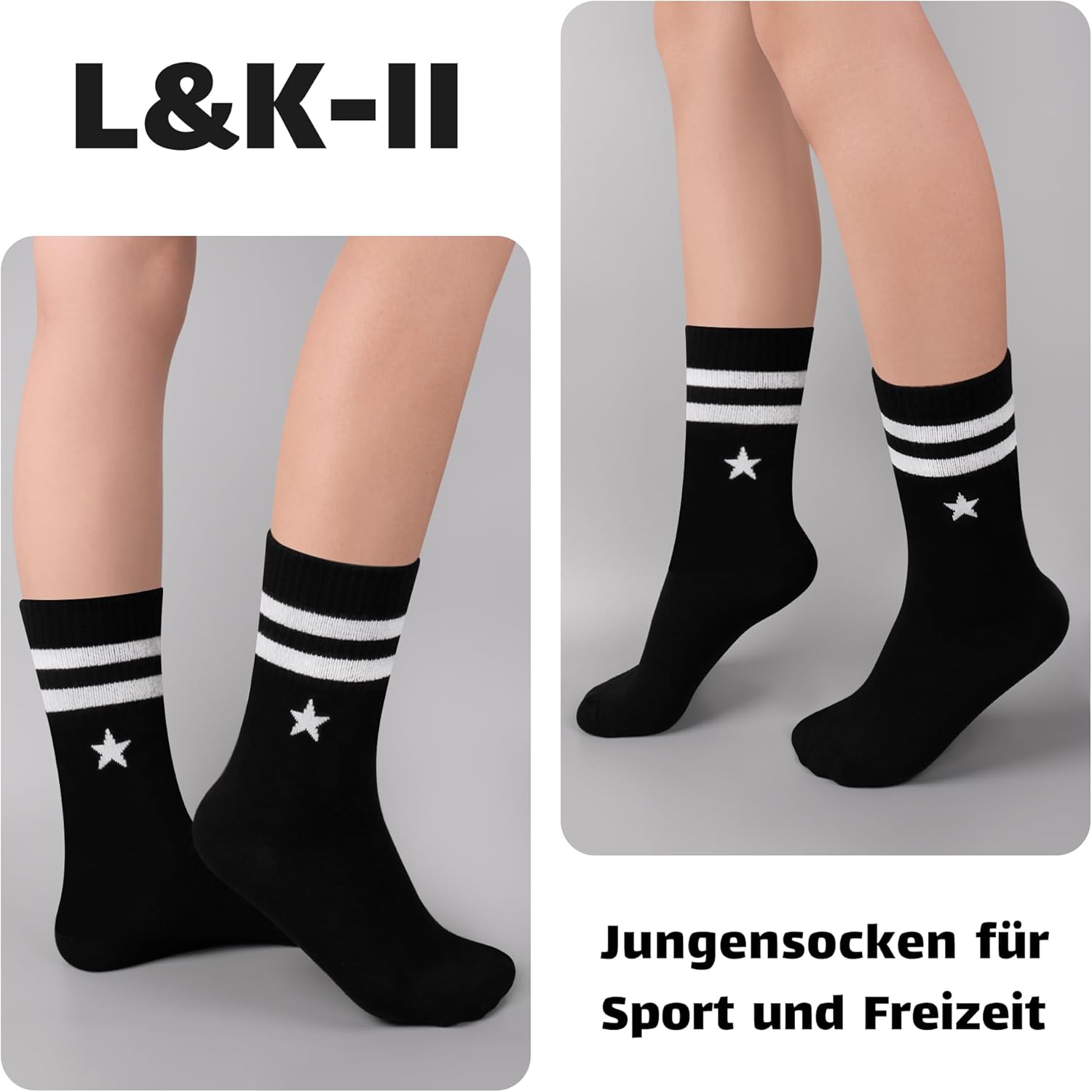 Thumbnail 4 de L&K-II 12 paires Chaussettes enfants coton hiver sport – taille 6–15 ans