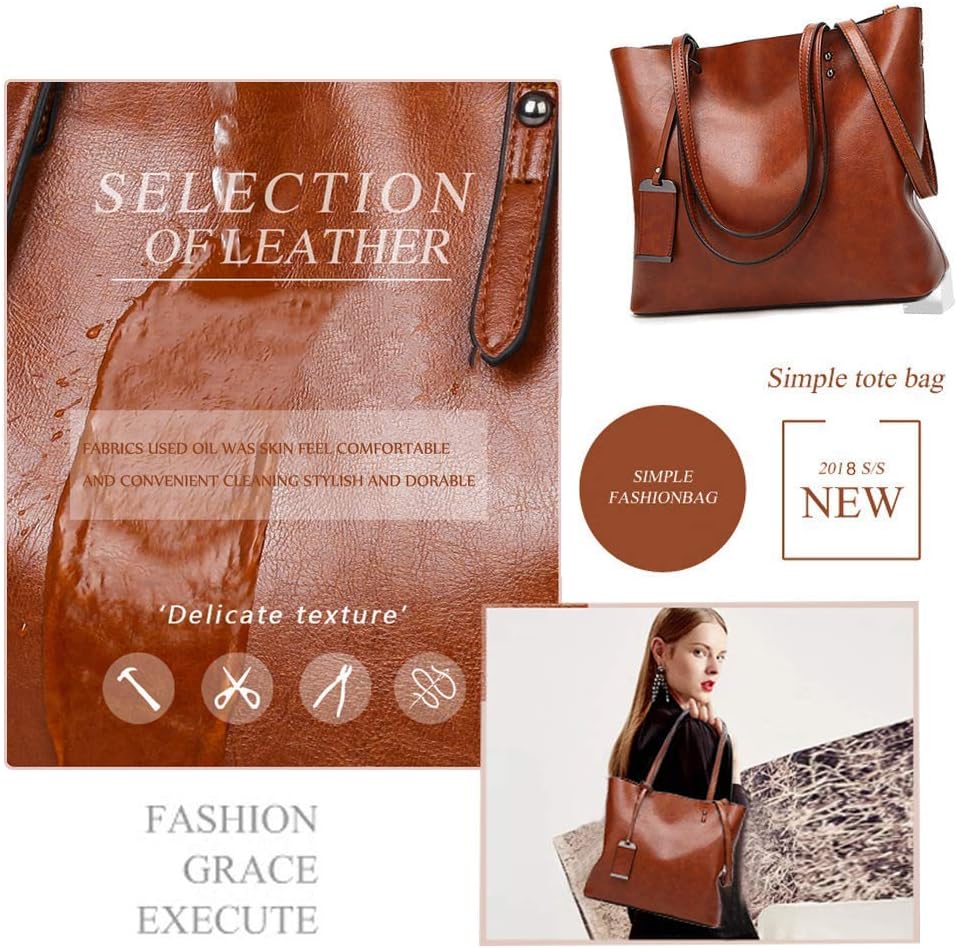 Thumbnail 1 de Womens Soft PU Leather Handbags: Large Capacity Retro Top-Handle Tote