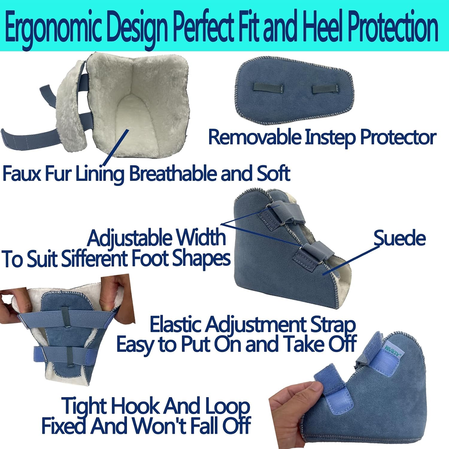 Thumbnail 2 de BIVIKEY Plush Heel Protectors for Pressure Sores – Adjustable, Easy Fixed (1 Pair)