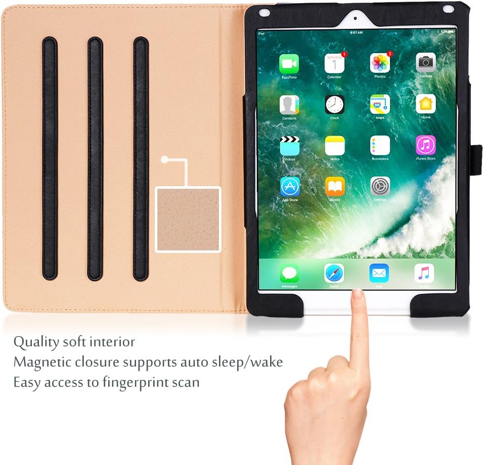 Detalle 2 de ProCase iPad 9.7-inch Leather Folio Case (Black) for iPad 6th/5th Gen, iPad Air 1 & Air 2
