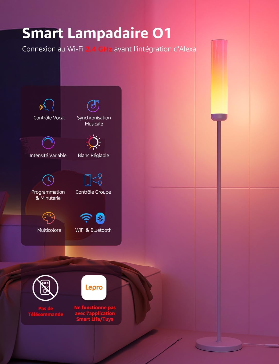 Thumbnail 4 de Lepro O1 IA Lampadaire LED : l’éclairage ambiant intelligent pour votre salon et chambre
