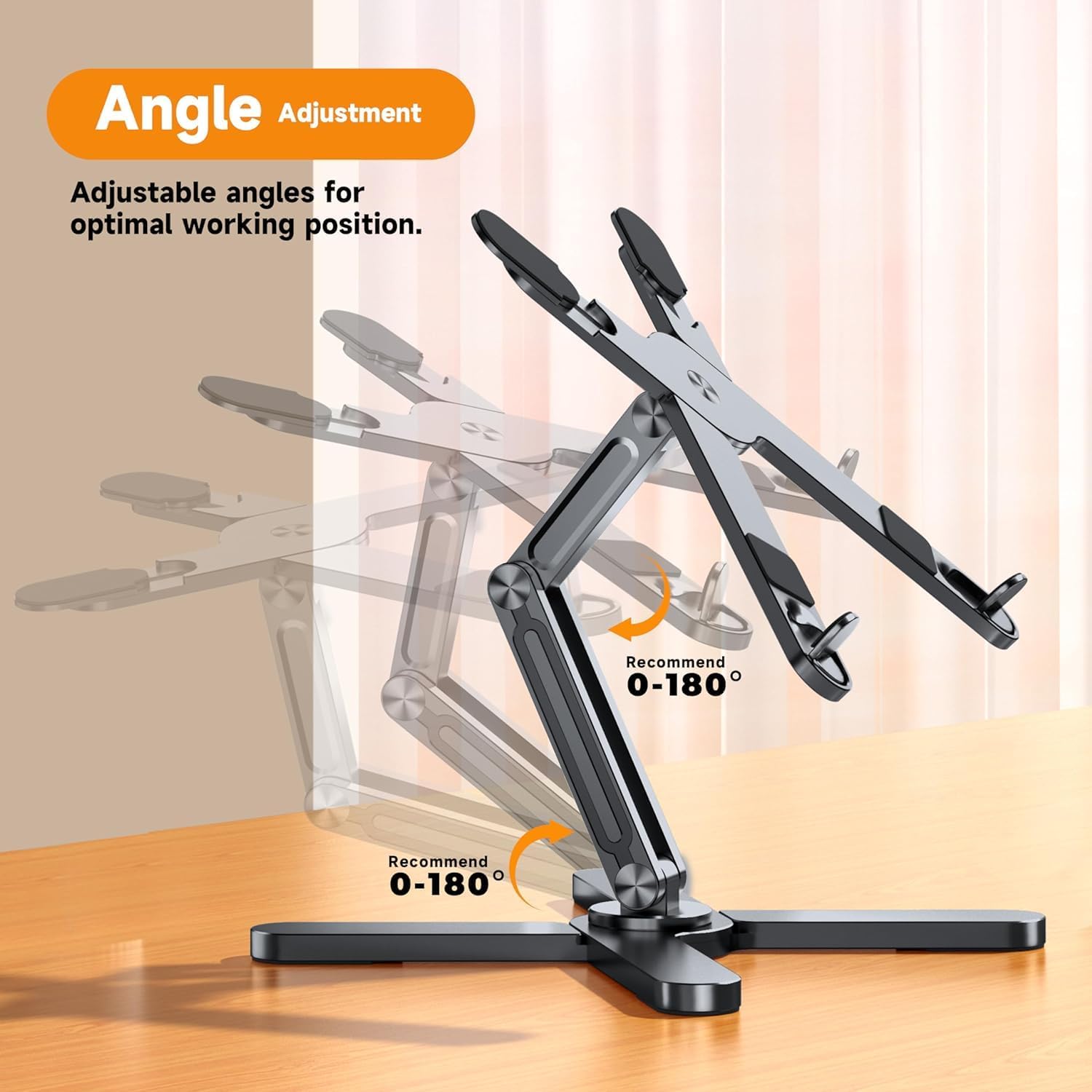 Detalle de FoldWise X Premium Laptop Stand for Desk – 100% Aluminium, 11–18” Compatible, 360° Rotating & Adjustable