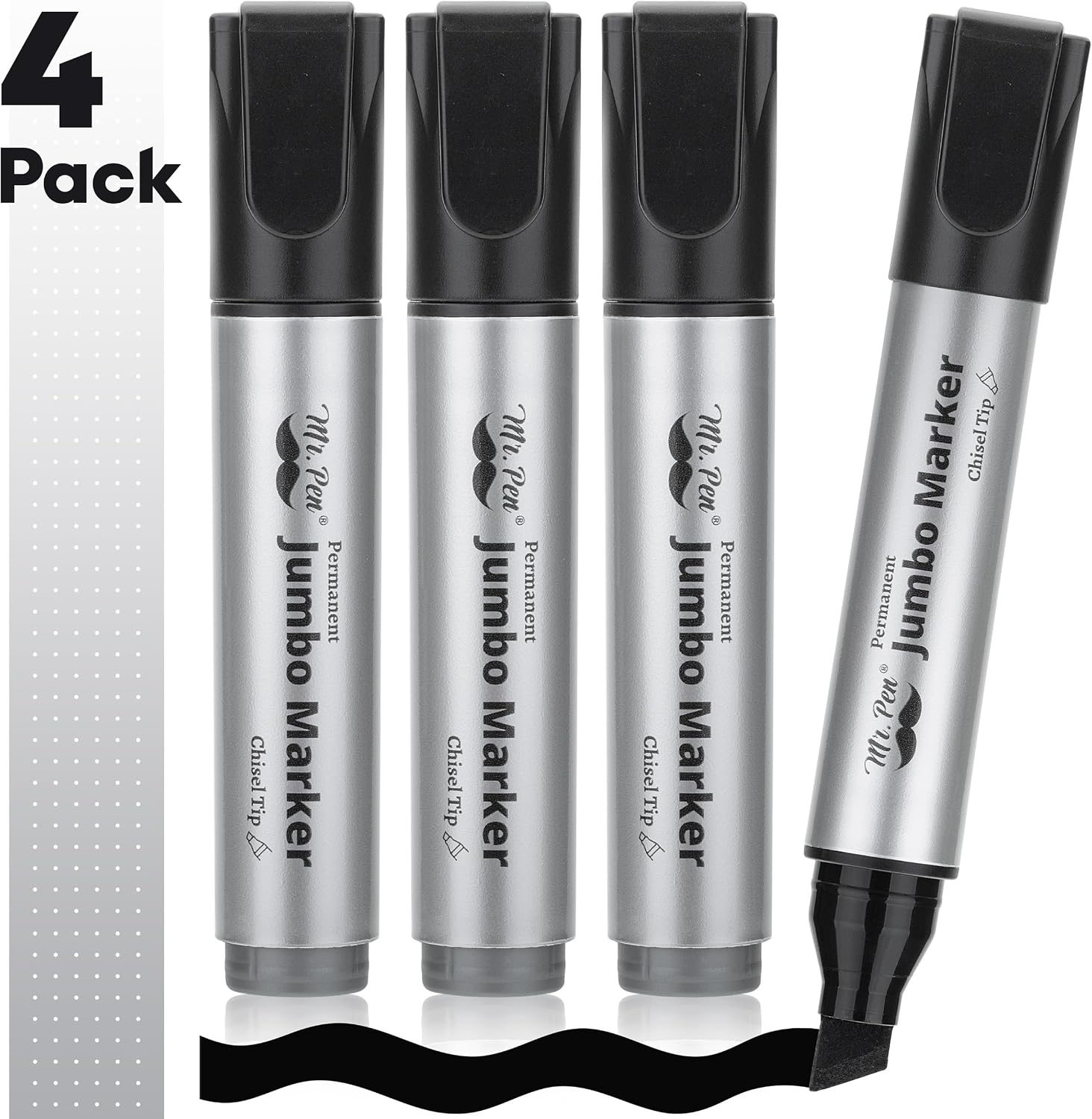 Detalle 2 de Mr. Pen PMHJ008M310 Jumbo Permanent Markers, 4-Pack, Black Chisel Tip