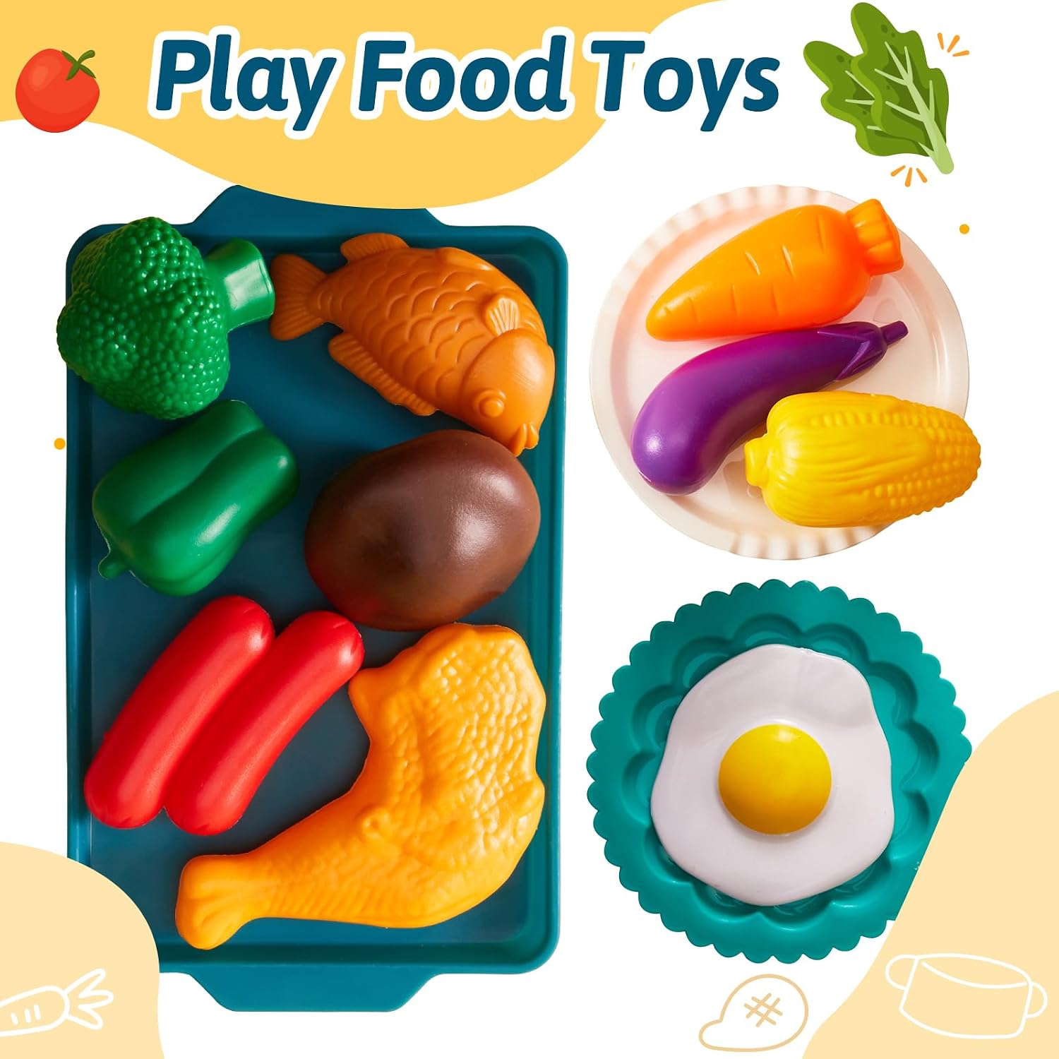 Detalle 2 de LINFUN KIDS Mud Kitchen Accessories Toy Pots and Pans Play Food Set