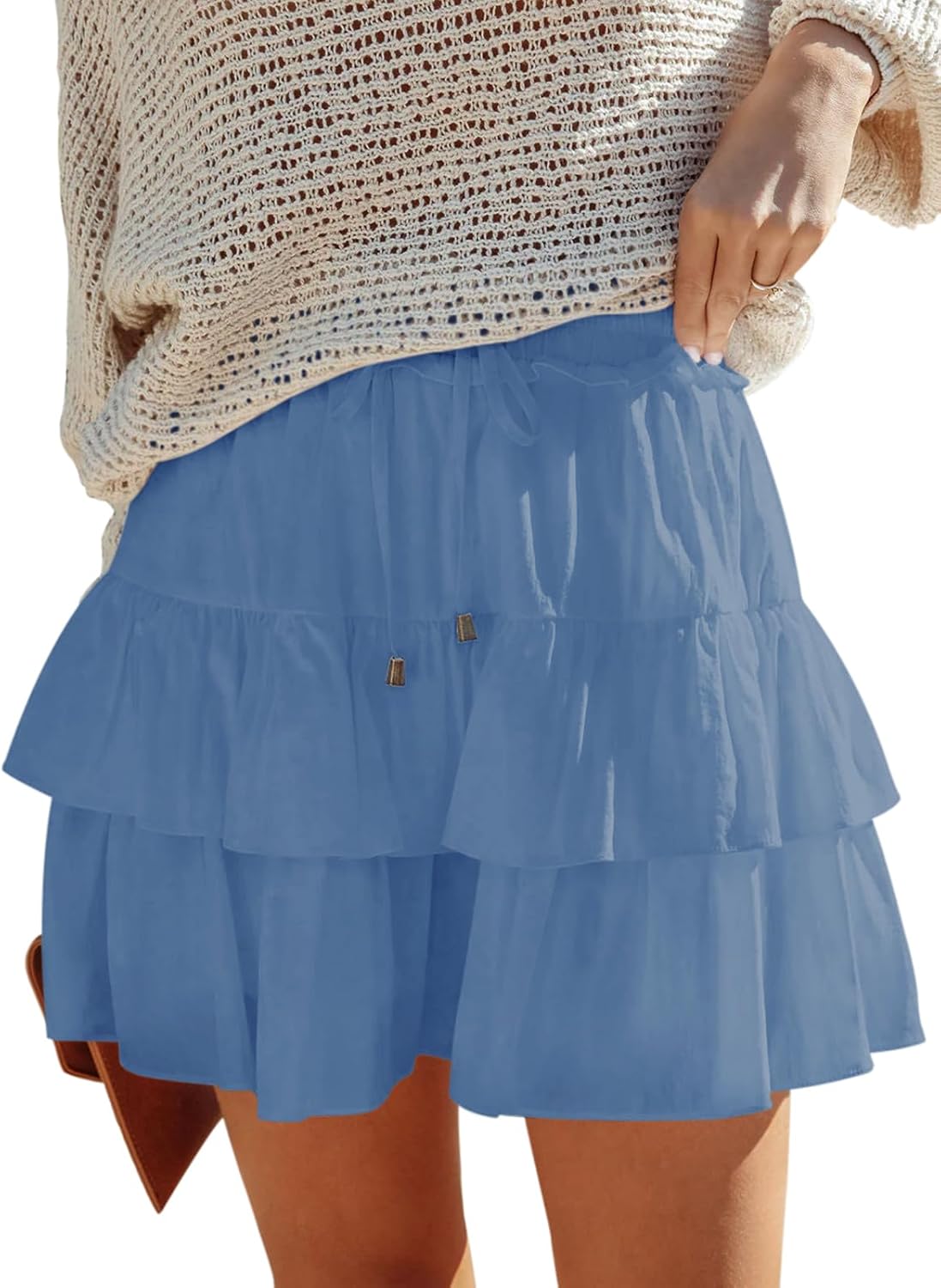 Thumbnail 6 de Aoudery Flowy Shorts for Women Boho Ruffled Tiered Skorts (High-Waist Mini Skirt + Tennis/Golf Style)