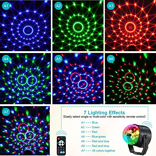 Detalle de URAQT Luci Discoteca LED 360° (2 Pezzi) - Musica Attivata, Telecomando e 7 Colori RGBP per Illuminazione Palco