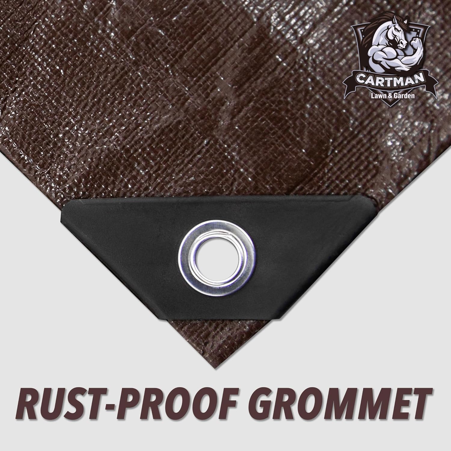 Detalle de Cartman Extra Thick 20 Mil 20x40 Feet Brown Poly Tarp (Finished Size) — UV Resistant, Waterproof, Reinforced Edges