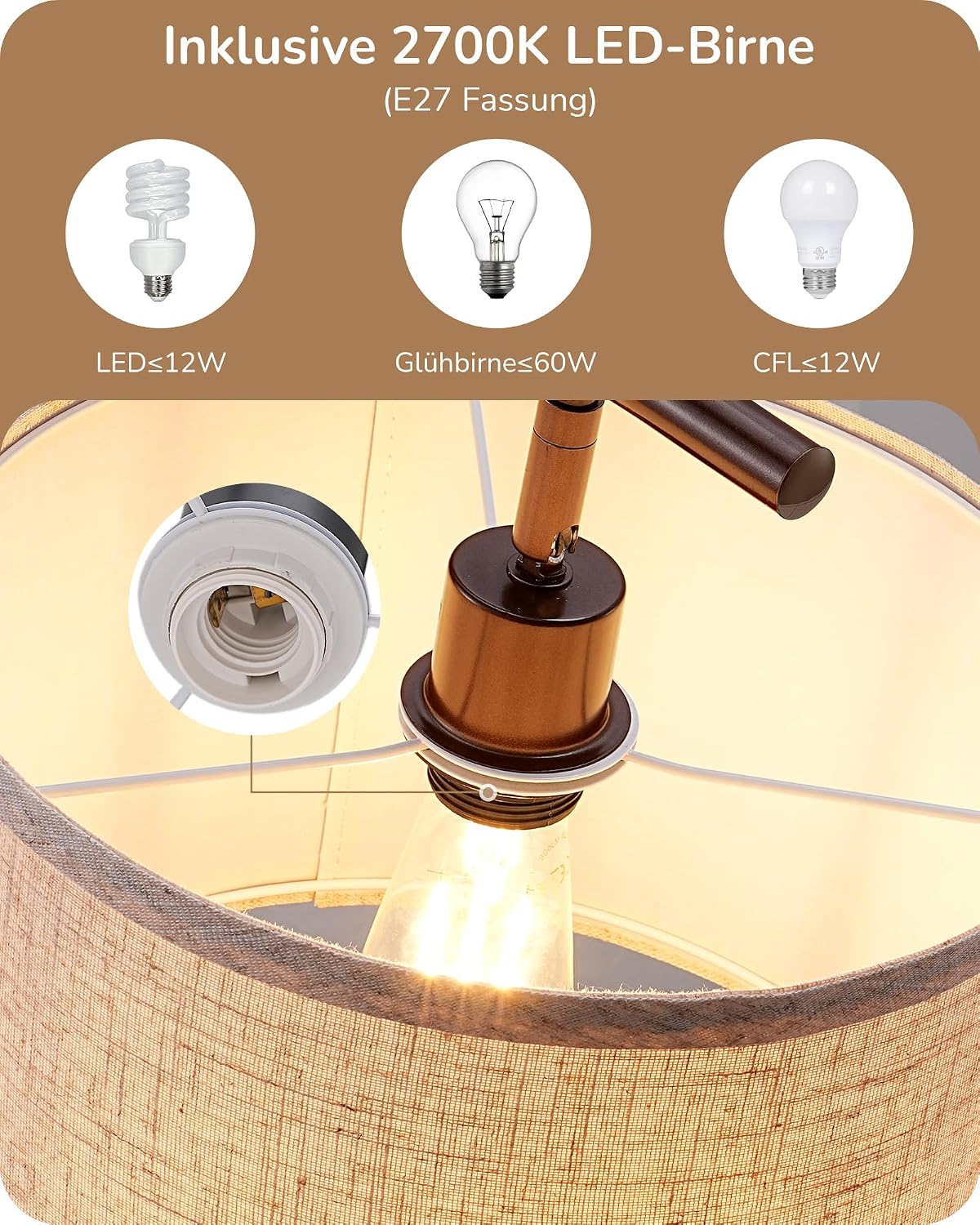 Thumbnail 4 de EDISHINE Stehlampe Wohnzimmer 160 cm