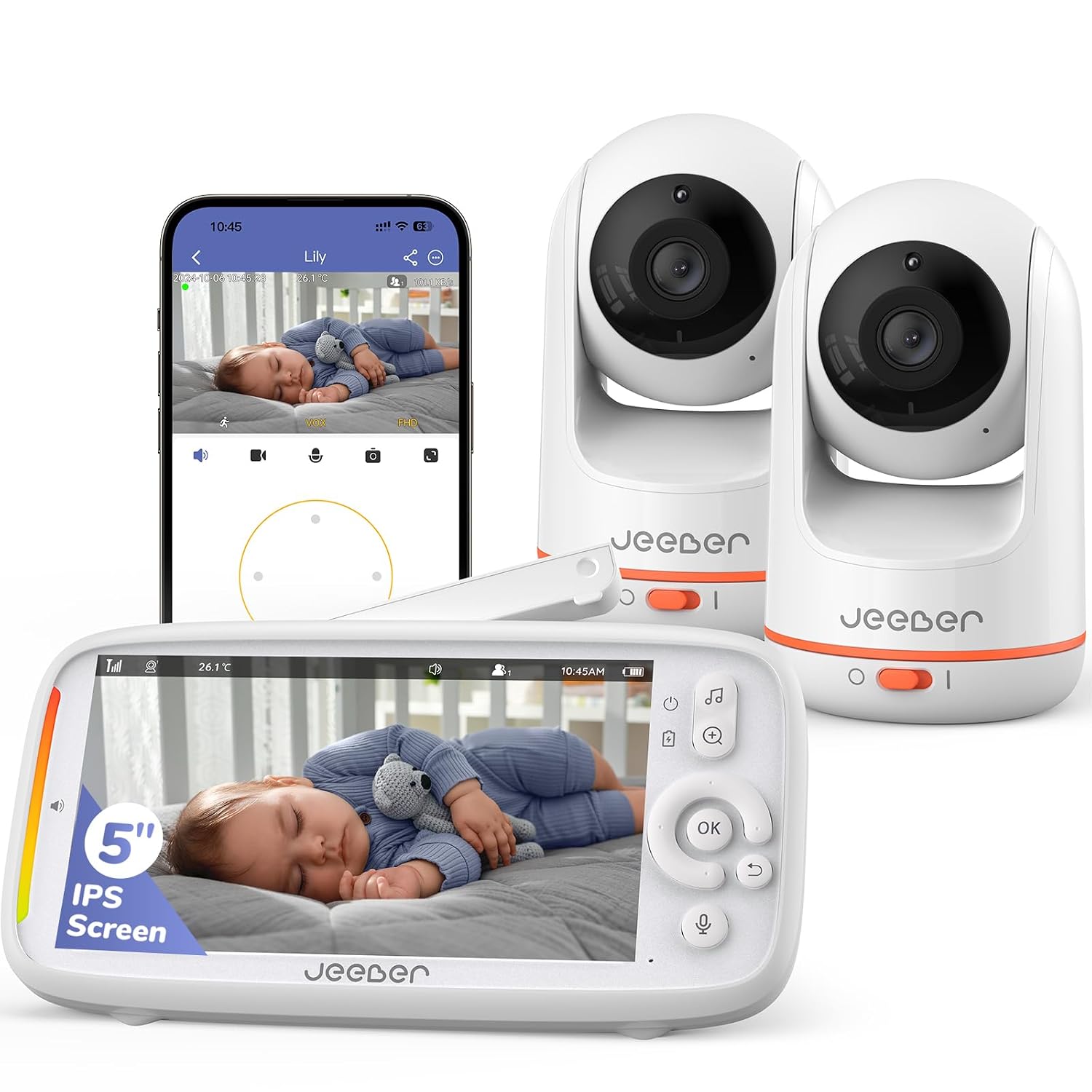 Thumbnail 6 de jeeber 2K Baby Monitor 5" Video mit App-Steuerung