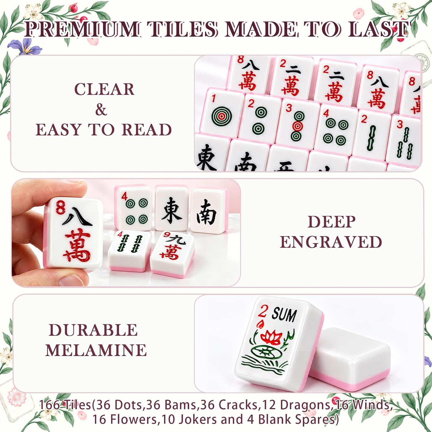 Detalle 1 de GUJYUYIF American Mahjong Set with Melamine Tiles