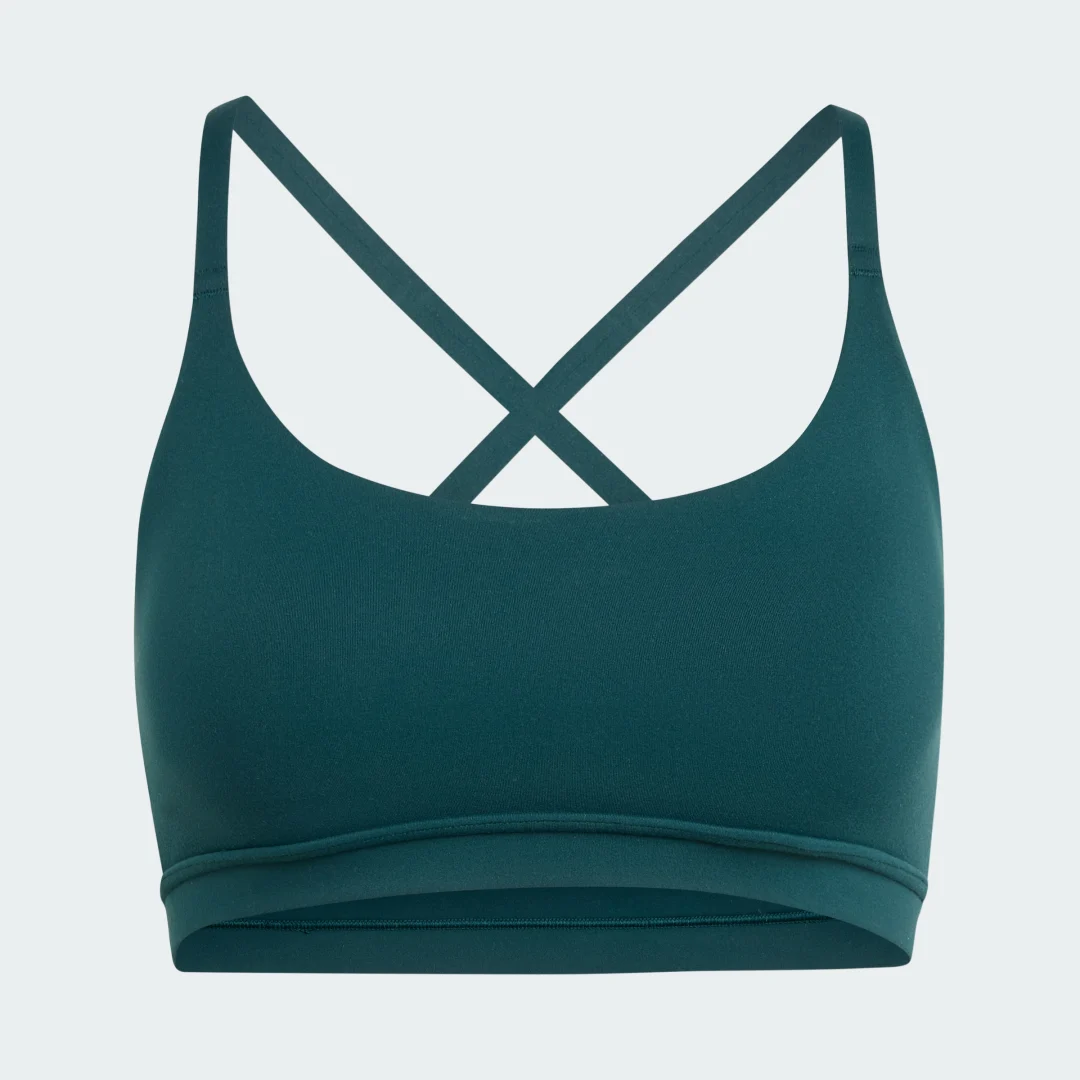 Detalle 2 de Sujetador adidas All Me de bajo impacto, verde – comodidad diaria para entrenos ligeros