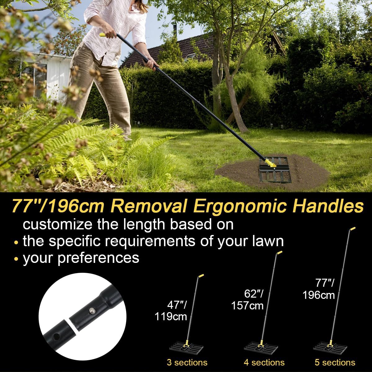 Thumbnail 6 de Colwelt C068 Lawn Levelling Rake, 17 x 10 in Plate, Adjustable Handle