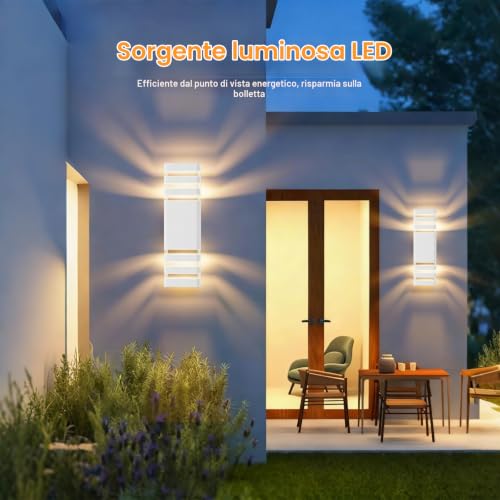 Thumbnail 6 de Klighten LED Lampada da Esterno Applique GU10 Up/Down 3000K IP65, Bianco Caldo – 38,5 × 11 × 11 cm