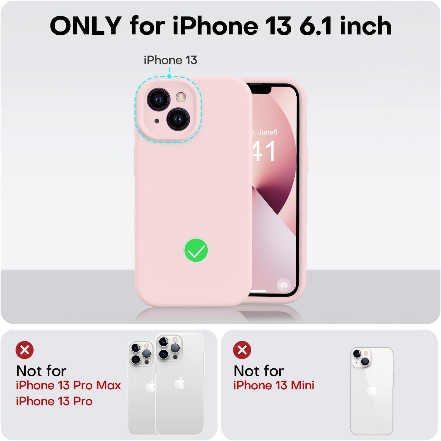 Thumbnail 4 de Vooii Liquid Silicone Case for iPhone 13 (6.1") in Chalk Pink with Enhanced Camera Protection