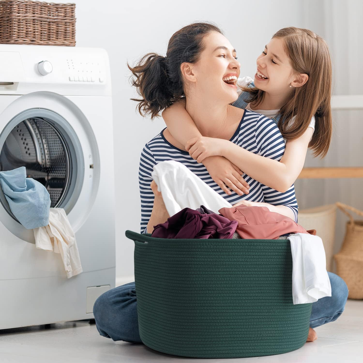 Thumbnail 5 de Maliton Extra Large Foldable Laundry Basket (50 x 33 cm) with Handles – Blackish Green