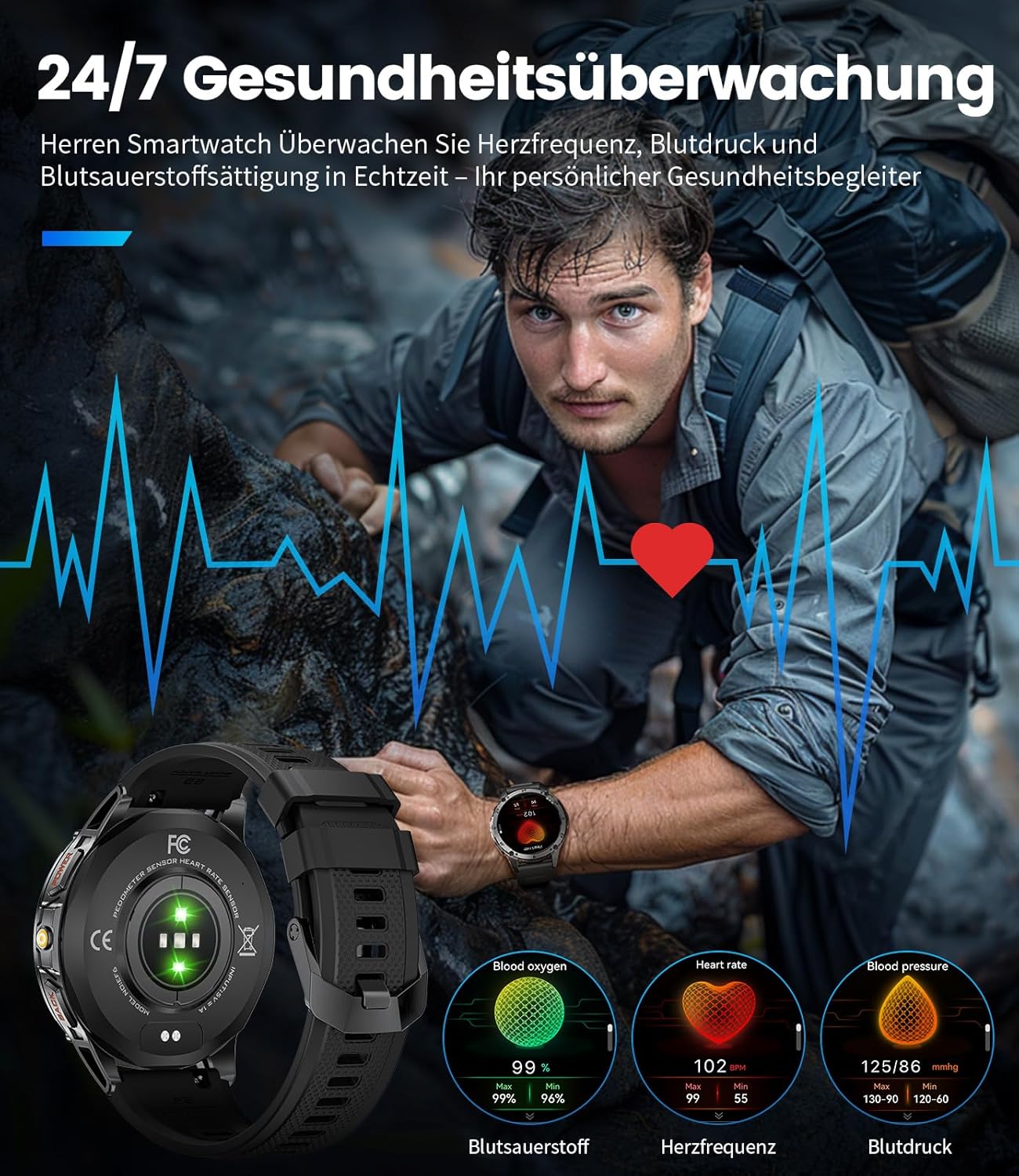 Thumbnail 5 de FITFLEX Smartwatch Uomo Militare: AMOLED 1,43'', IP68 e 120+ modalità sportive