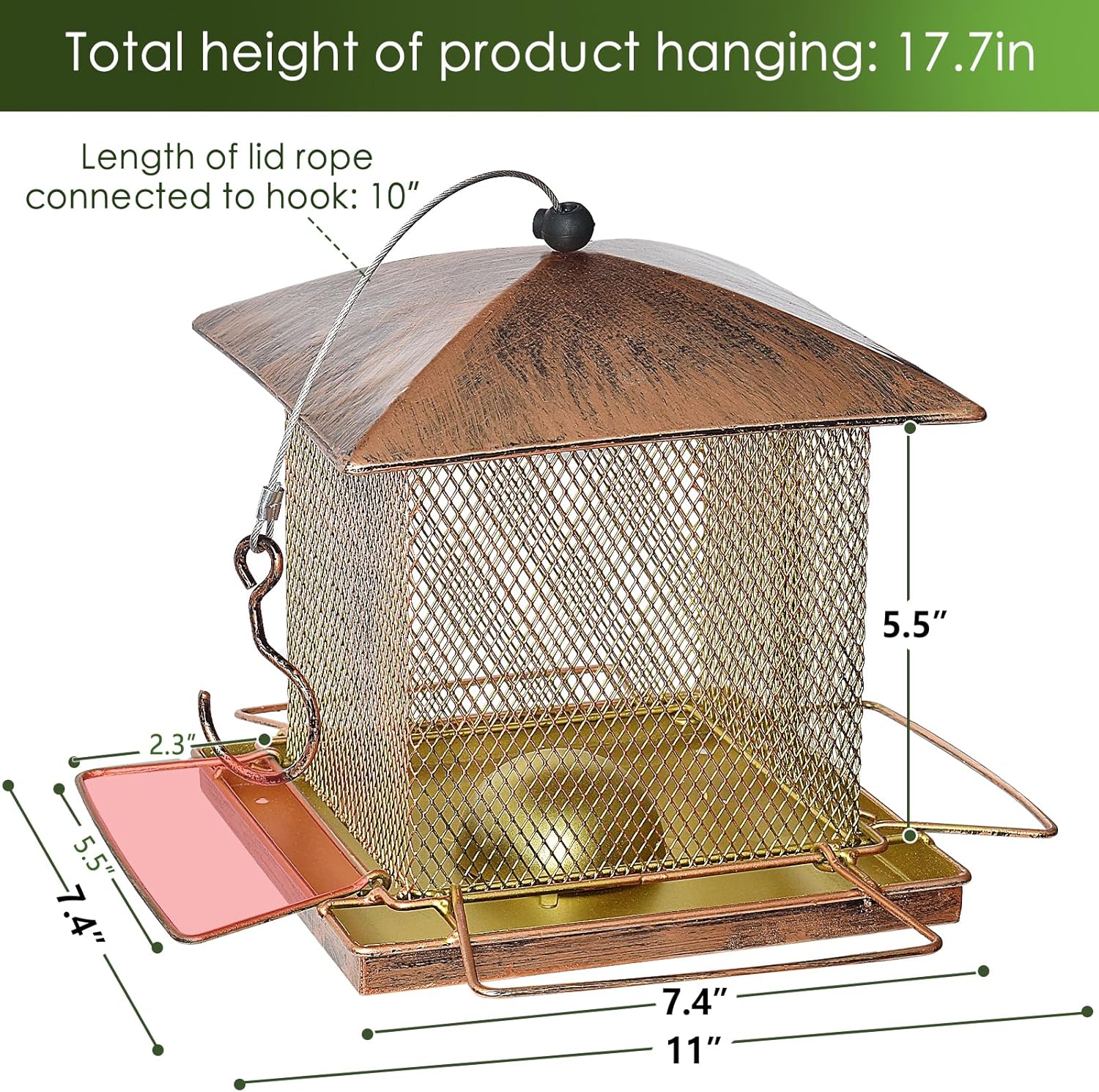 Thumbnail 1 de IWTTWY Bird Feeder Hanging: Heavy-Duty, Squirrel-Proof, Large-Capacity Square Feeder