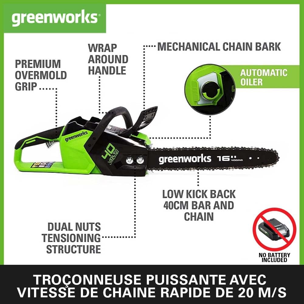 Detalle 2 de Greenworks GD40CS18 tronçonneuse 40 cm 🪚