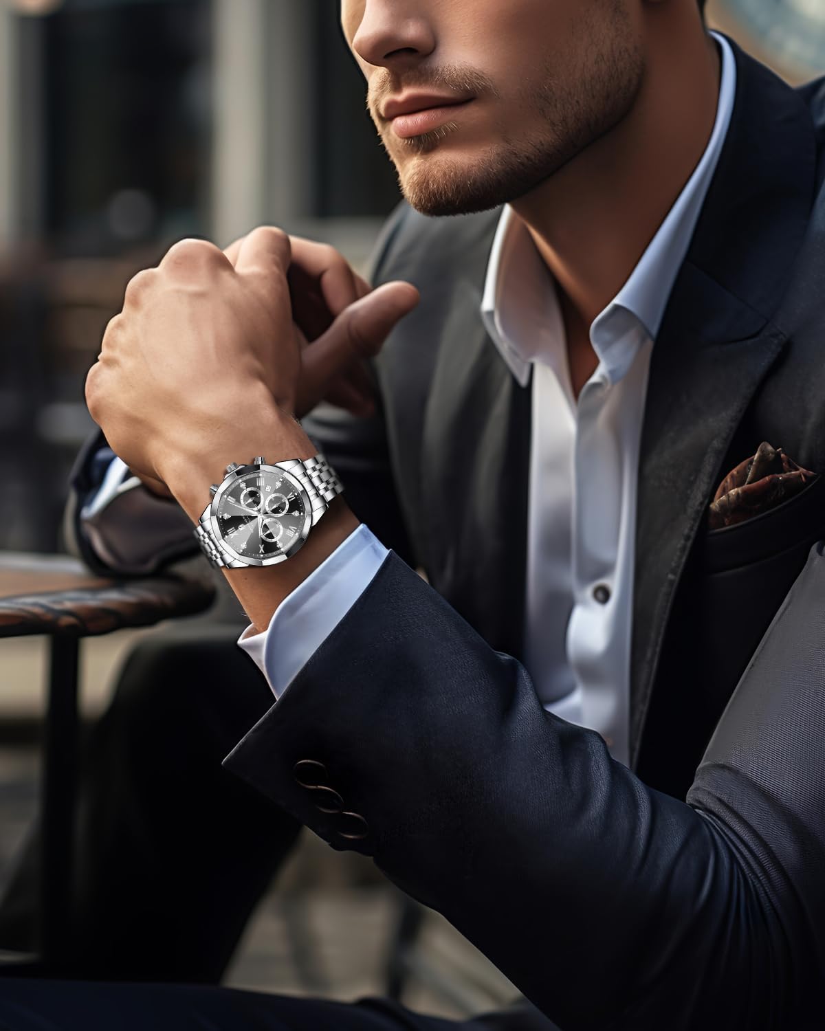 Thumbnail 2 de SAPPHERO Orologio da uomo Analogico Quarzo Cronografo 50M – Elegante e Sportivo in Acciaio